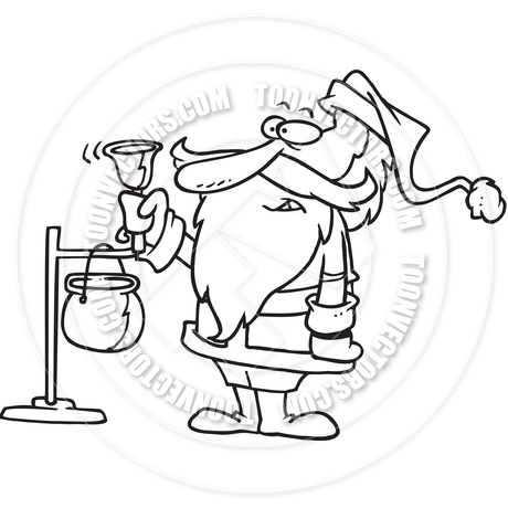 Cartoon Christmas Charity  Black And White Line Art  By Ron Leishman