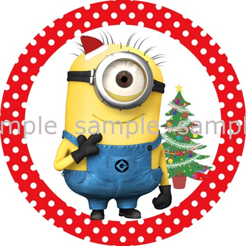Christmas Minions Red Individual Jpeg Resizable Circles Up To 6 Inches