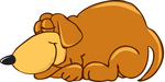 Clip Art Graphic Of A Cute Brown Hound Dog Cartoon Character Curled Up