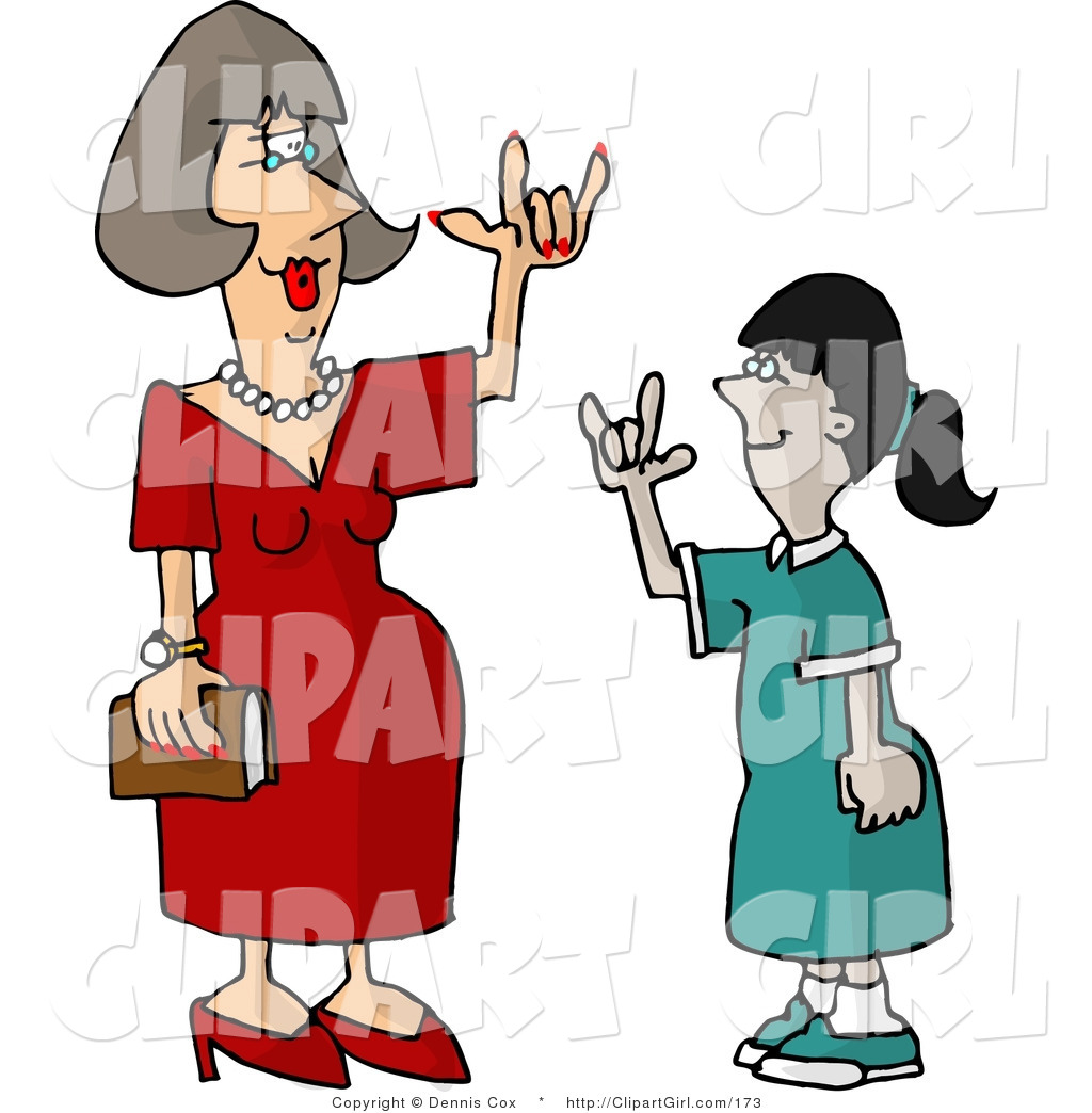 Clip Art Of A Hearing Impaired Teacher Using Sign Language To    