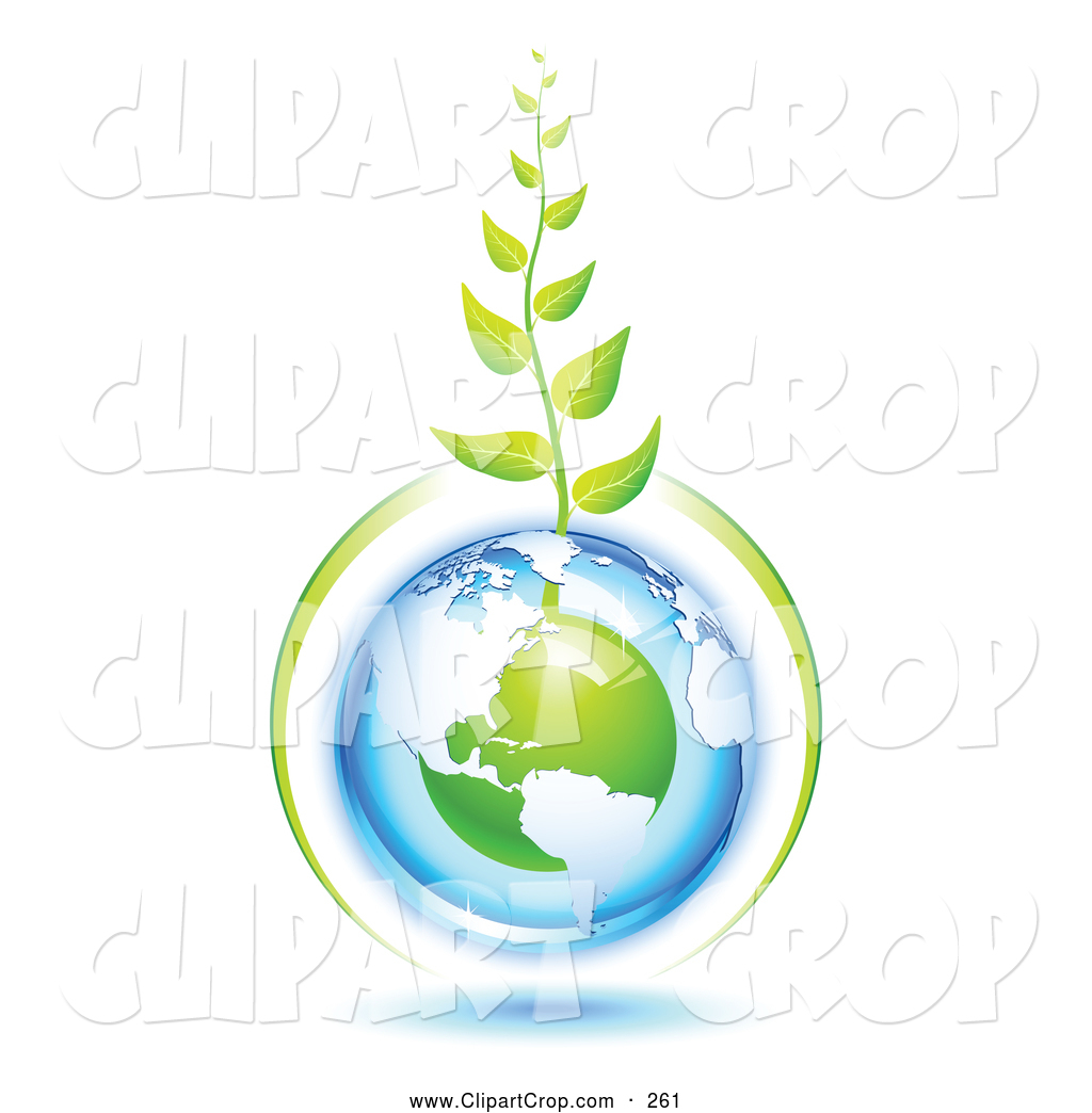 Clip Art Vector Of A Tall Green Vine Growing From A Blue And Green    