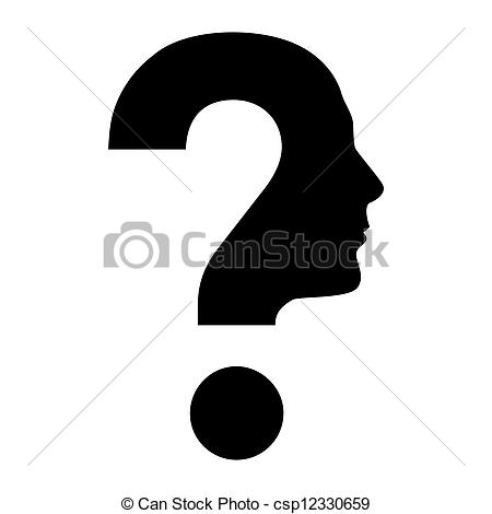 Clipart Vector Of Human Face With Question Mark Illustration On White