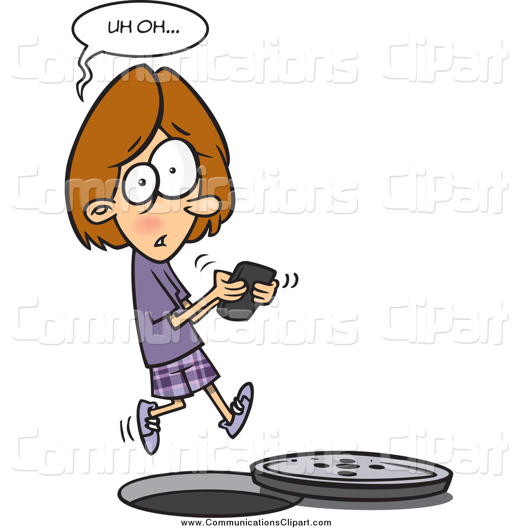 Communication Clipart Of A Distracted Girl Texting And Walking Into A