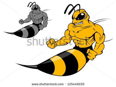 Danger Yellow Hornet With Sting In Cartoon Style For Mascot Design    