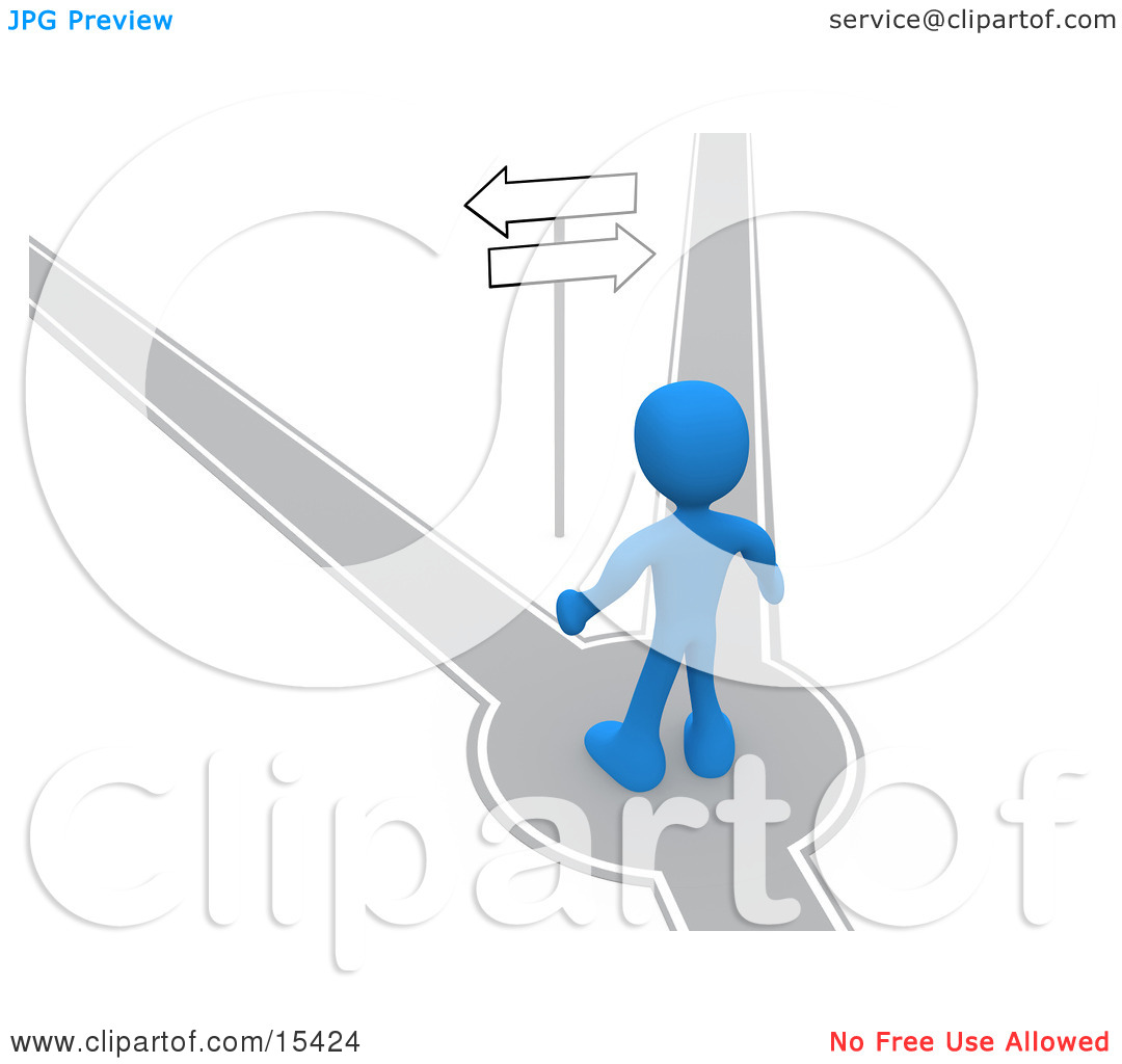 Decide Which Way To Go While Facing Arrow Signs Clipart Illustration