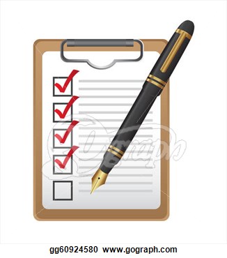 Eps Illustration   Checklist On Clipboard With Pen Isolated Over White