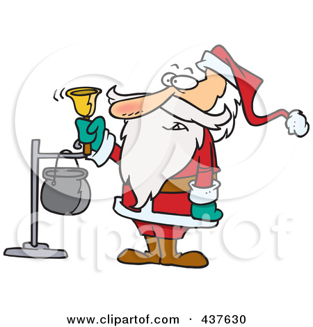 Free Rf Clip Art Illustration Of Santa Ringing A Charity Bell Jpg