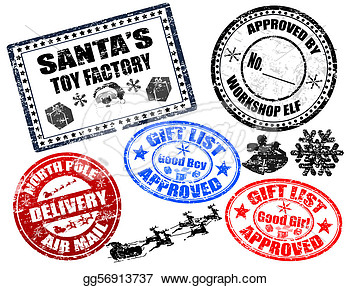     Gruge Christmas Stamps On White Background  Clip Art Gg56913737