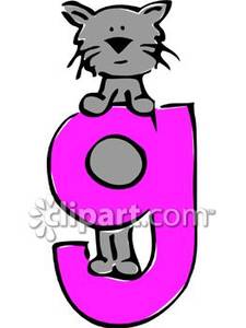 Lower Case Letter G With A Cat   Royalty Free Clipart Picture