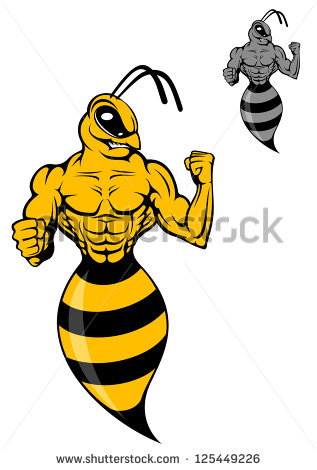 Powerful Wasp Or Yellow Hornet In Cartoon Style For Mascot  Jpeg