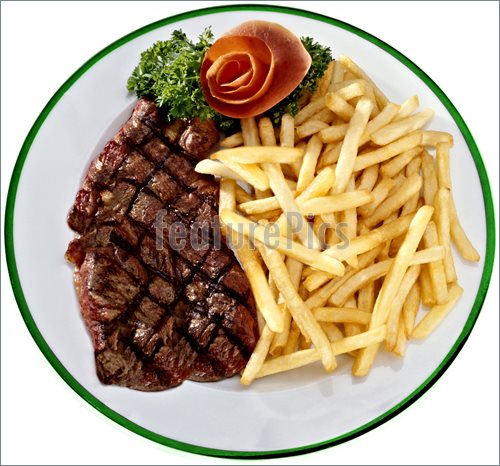 Steak With Fried Potatoes Pics  Royalty Free Photo At Featurepics Com