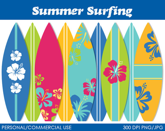 Summer Surfing Clipart   Digital Clip Art Graphics For Personal Or    