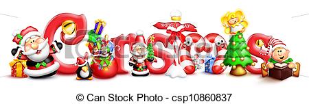 Whimsical Christmas Word With Characters