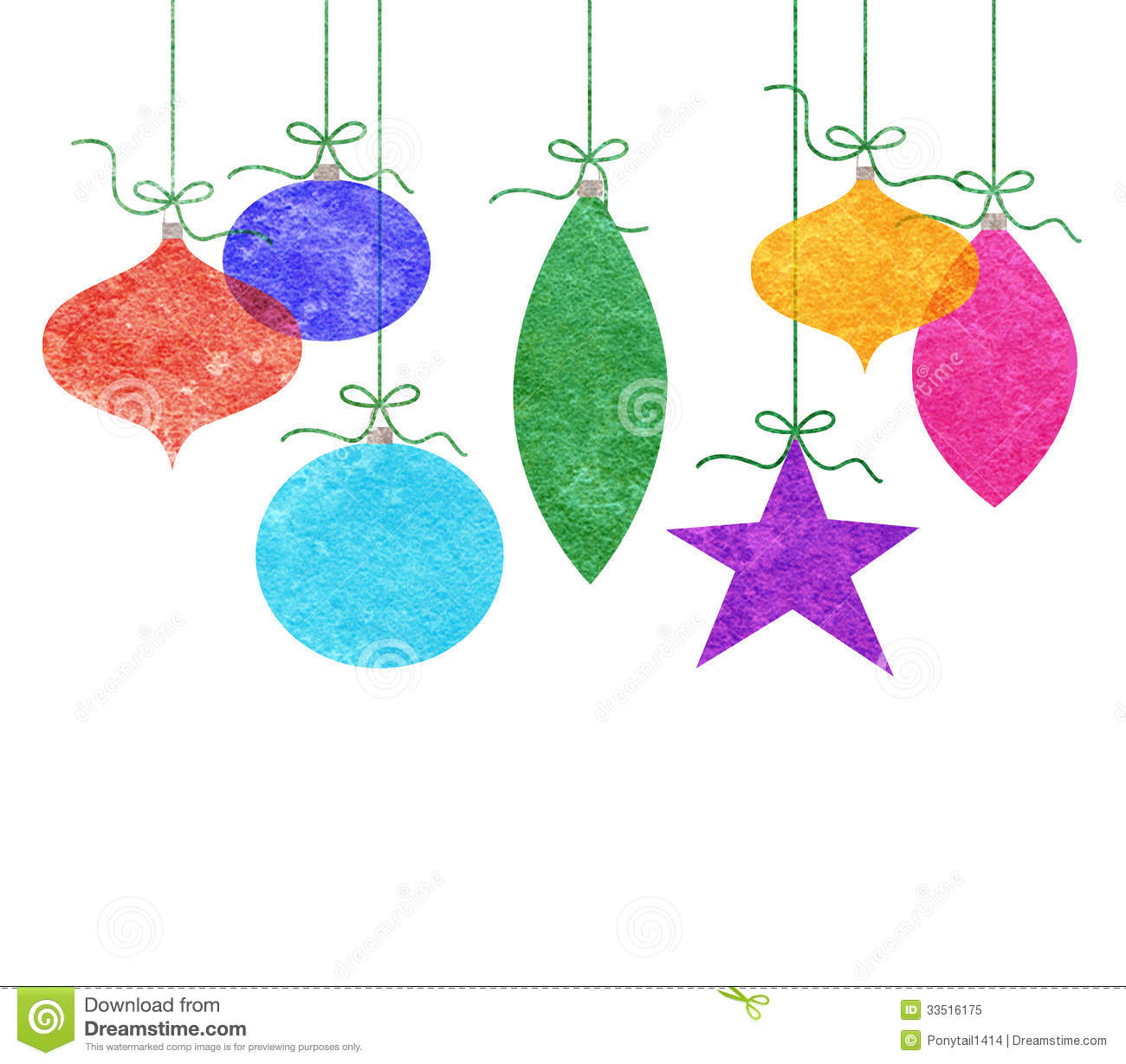 Whimsical Hanging Christmas Ornaments Royalty Free Stock Photo   Image    