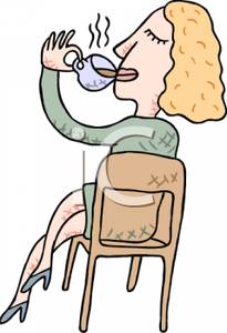 Woman Drinking Hot Chocolate While Sitting In A Chair Clip Art    