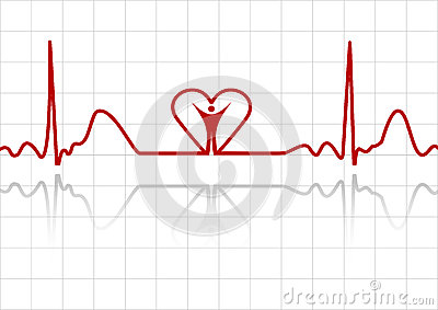Background With Ecg Lines Human And Heart 