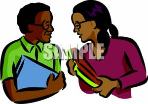 Black Students Talking   Royalty Free Clipart Picture