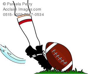 Clip Art Illustration Of A Foot Kicking A Cartoon Football   Acclaim