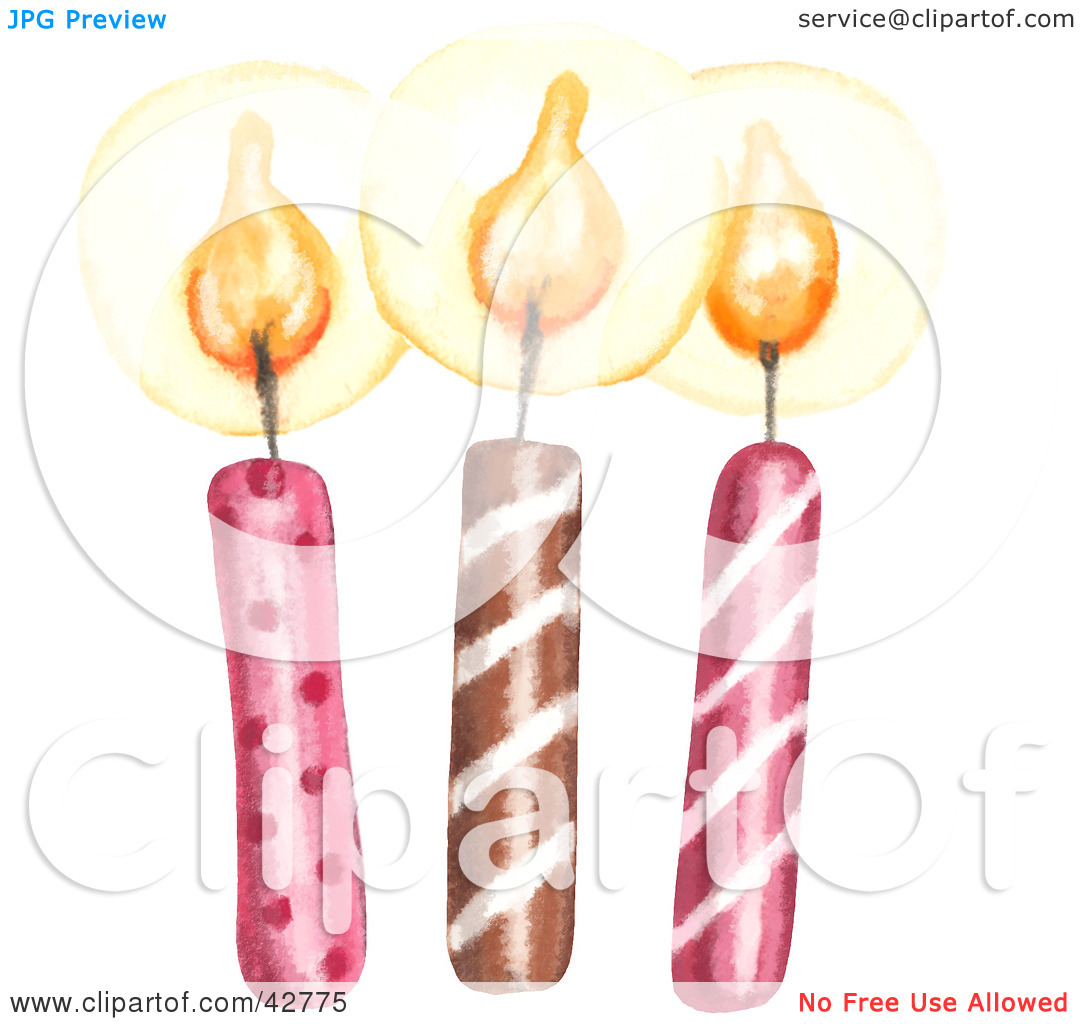Clipart Illustration Of Three Pink And Brown Birthday Candles By Gina