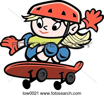 Clipart   Little Girl Skateboarding  Fotosearch   Search Clip Art