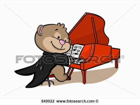 Clipart Of A Cartoon Bear Playing A Grand Piano 849022   Search Clip    