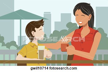 Drawing   Mother Talking With Her Son  Fotosearch   Search Clip Art    