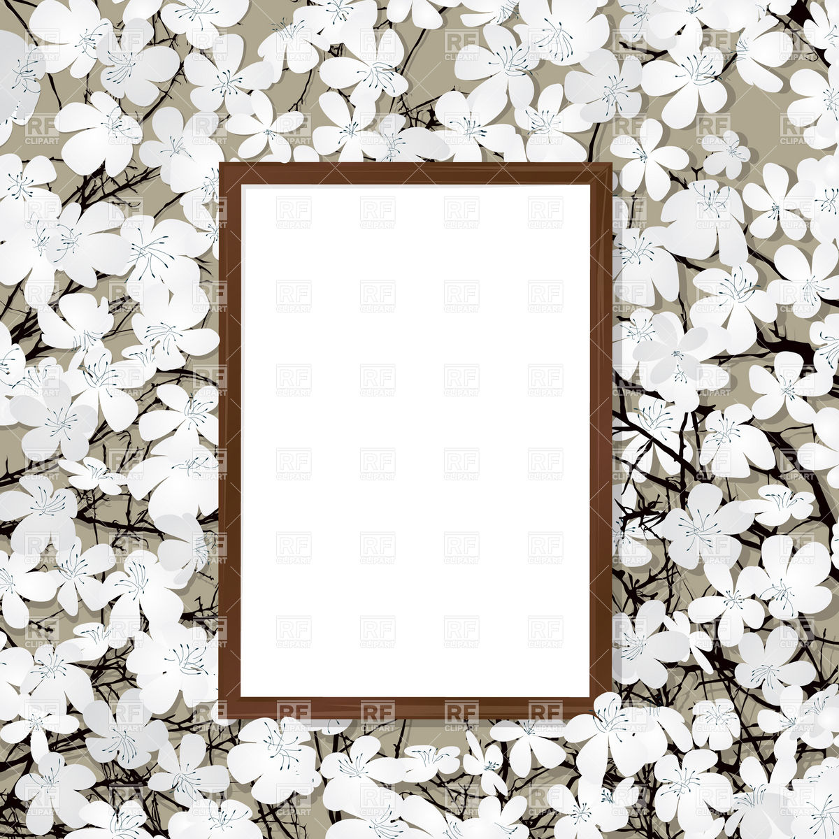 Frame And Blooming Cherry 12548 Download Royalty Free Vector Clipart