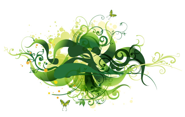 Green Swirl Floral Vector Illustration Clip Arts Free Clipart