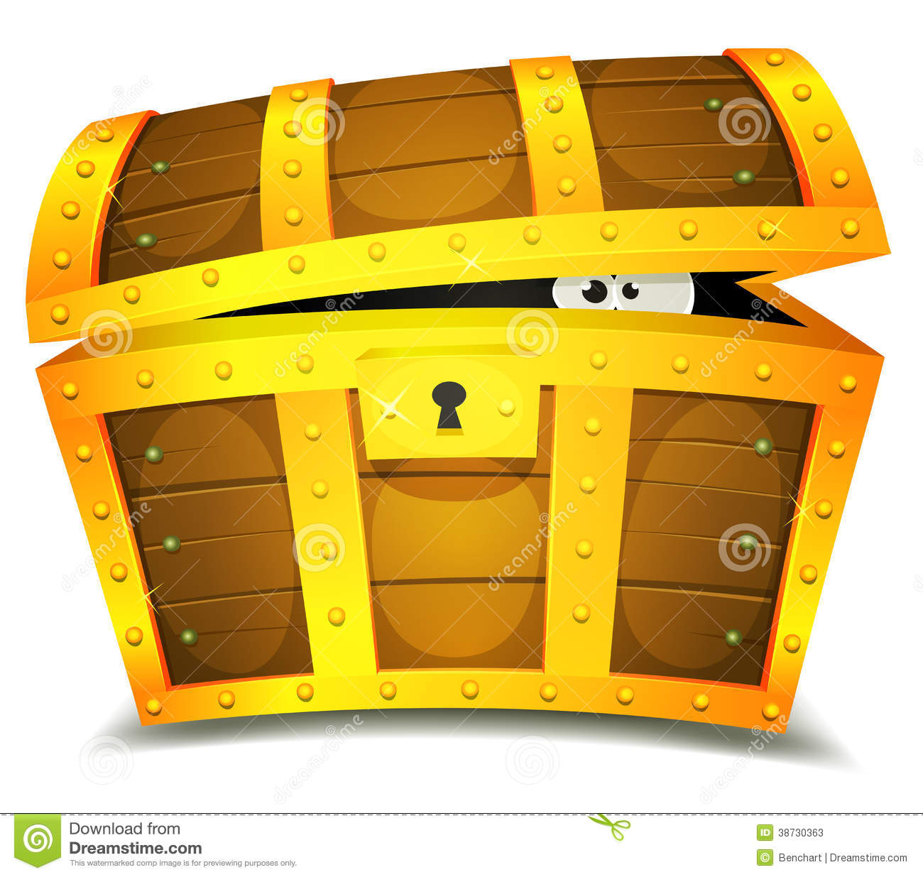Illustration Of A Cartoon Treasure Chest With Funny Creature Eyes