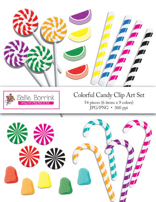 Lollipops Clipart Colorful Candy Clip Art  Gumdrops Suckers Candy