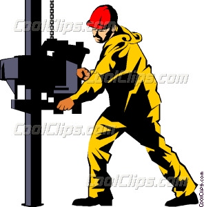 Man Working On Oil Rig Vector Clip Art