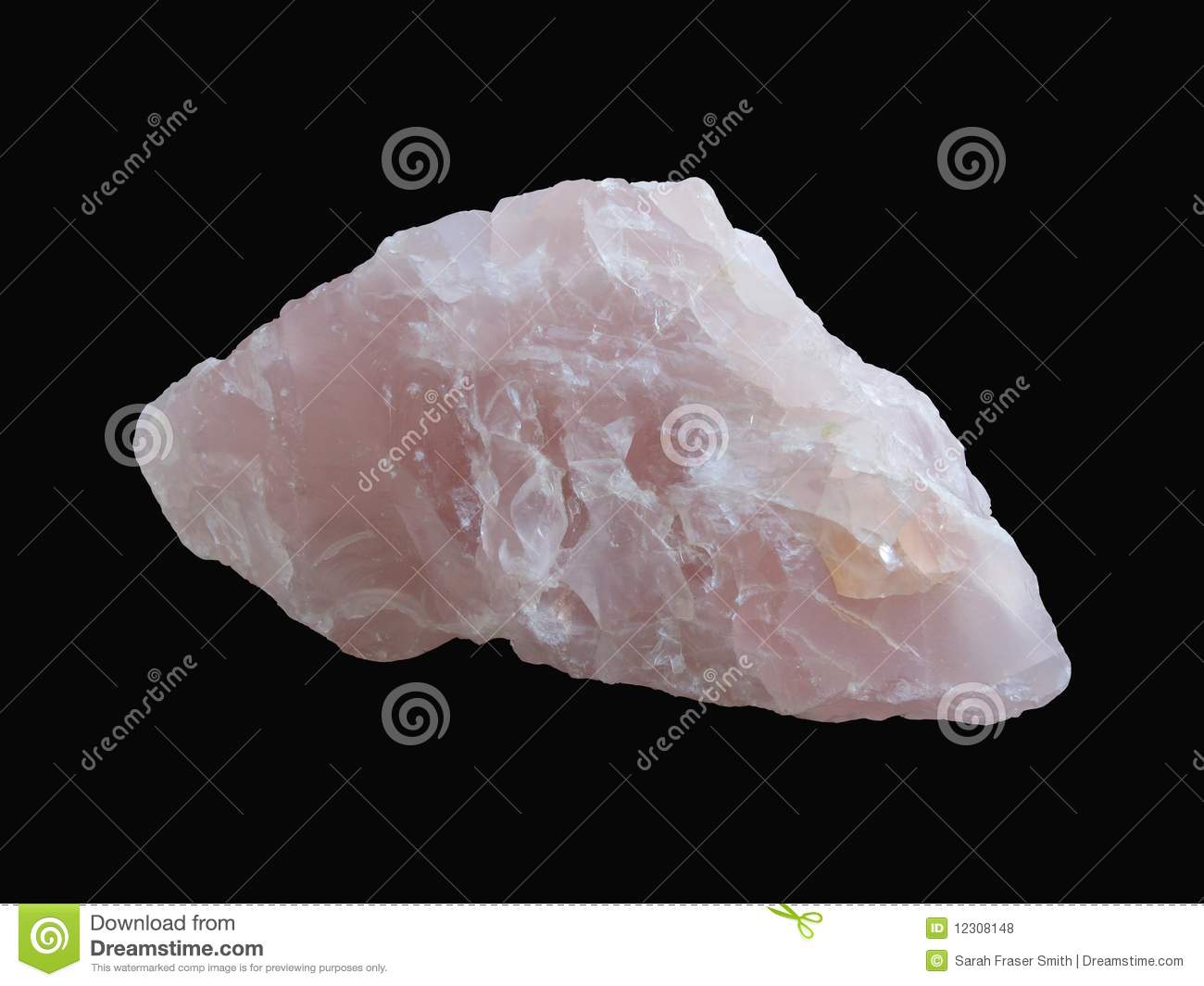 Rose Quartz In Natural State On Black Background Isolated