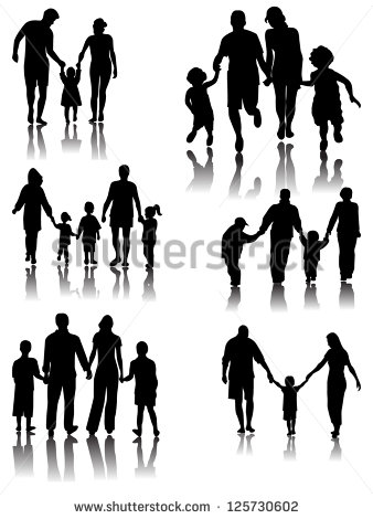 Shadow  Vector Shutterstock Image   Family Silhouettes With Shadow