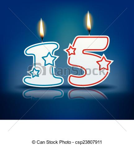 Vector Clip Art Of Birthday Candle Number 15   Birthday Candle Number