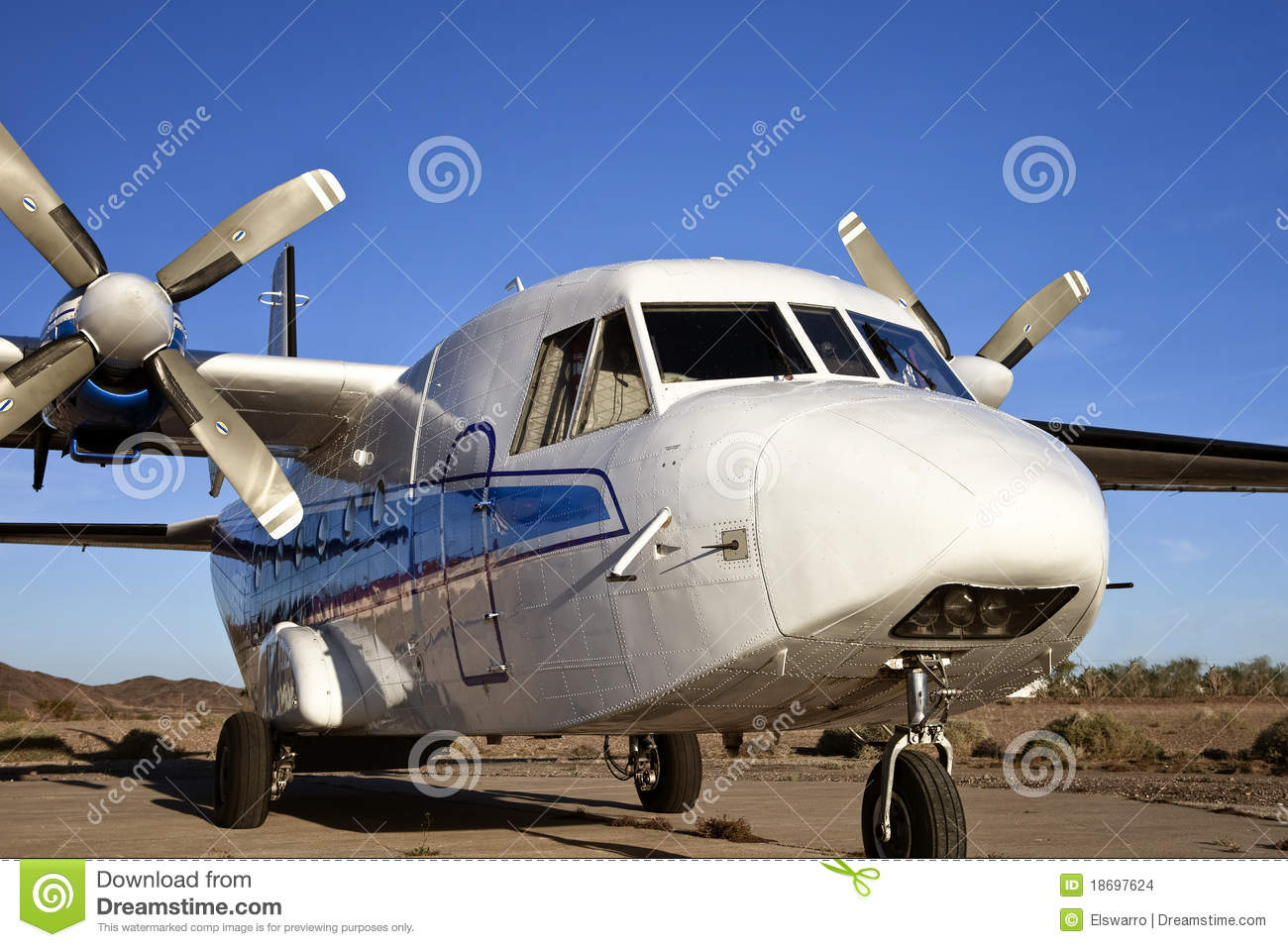 White Twin Propeller Plane Stock Images   Image  18697624