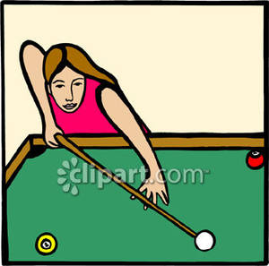 Woman Shooting Pool   Royalty Free Clipart Picture