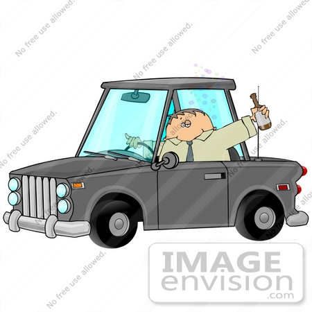26717 Alcoholic Man Drinking Beer While Drunk Driving Clipart By Djart