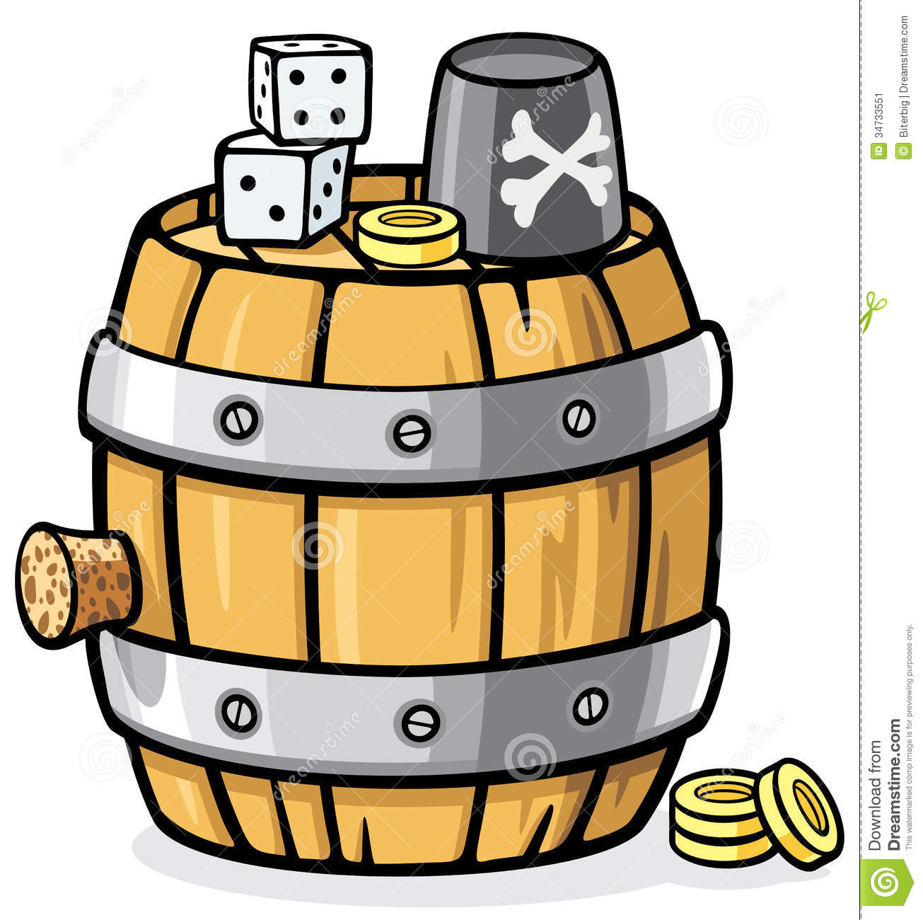 Barrel With Dice   Pirate Theme Cartoons Stock Image   Image  34733551