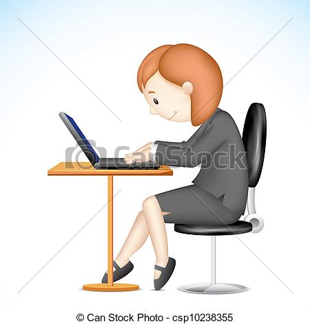 Business Lady Working On Laptop   Csp10238355