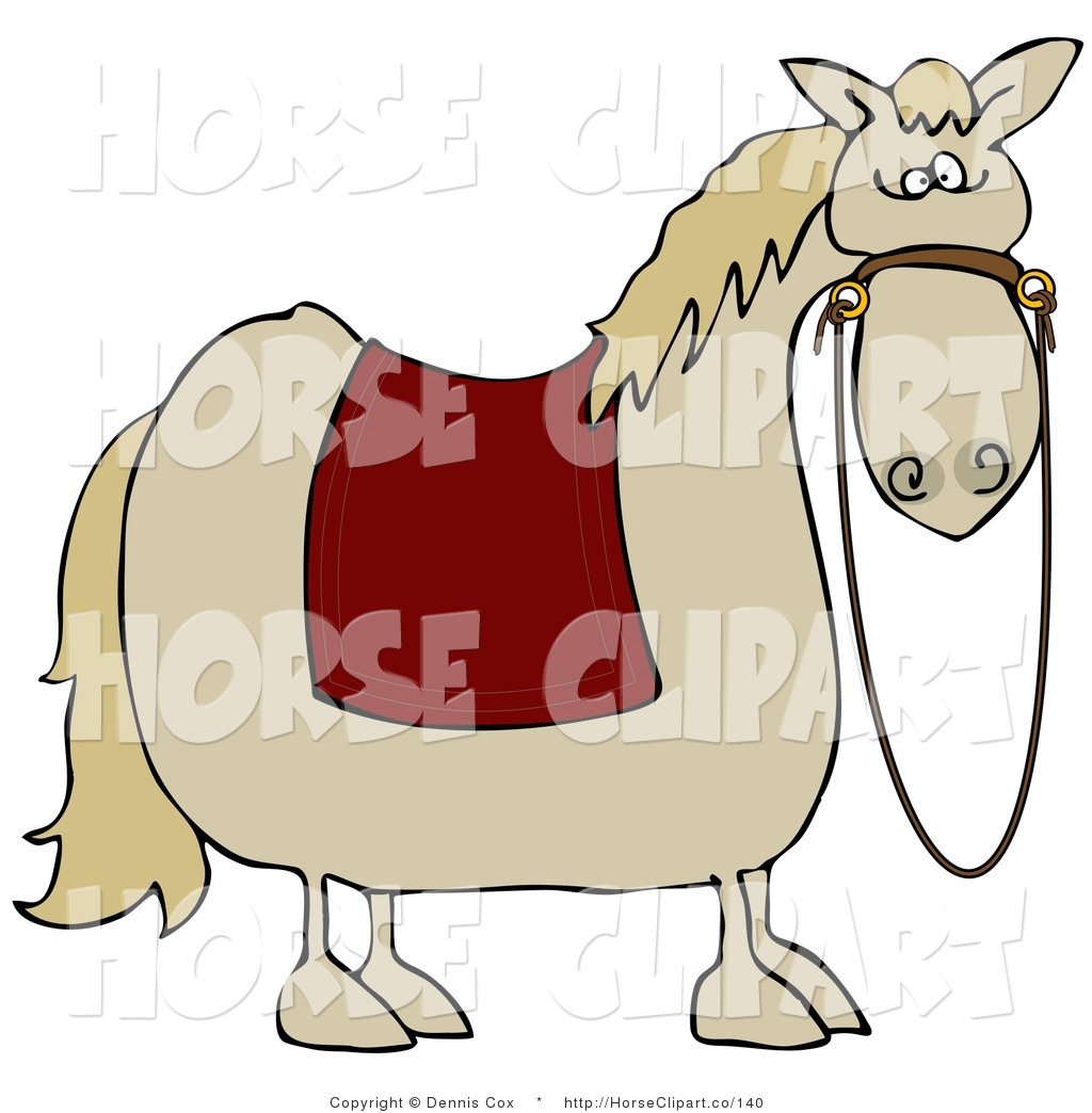 Clip Art Of A Spooked Light Horse With A Red Blanket Over Its Back And    