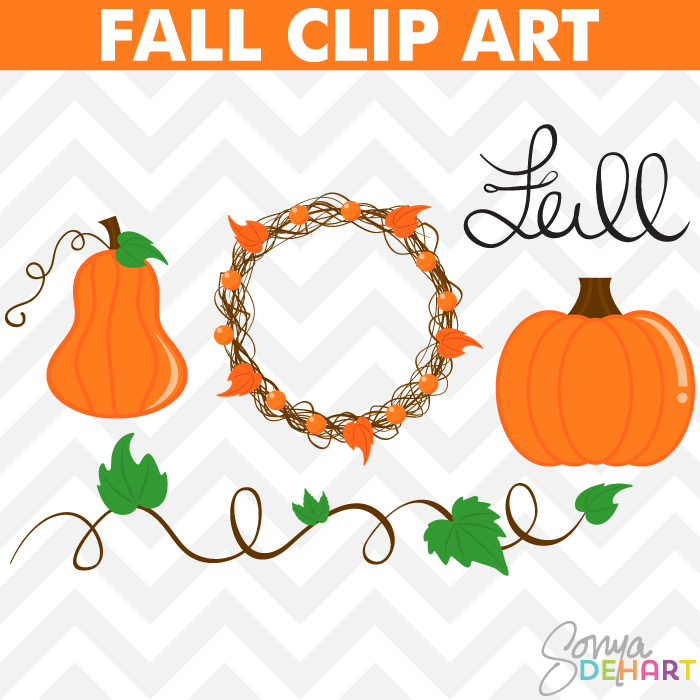 Clip Art Pumpkins And Fall Vines