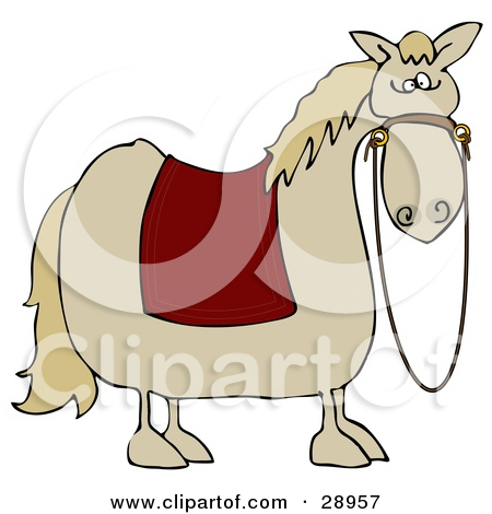 Clipart Illustration Of A Spooked Horse With A Red Blanket Over Its