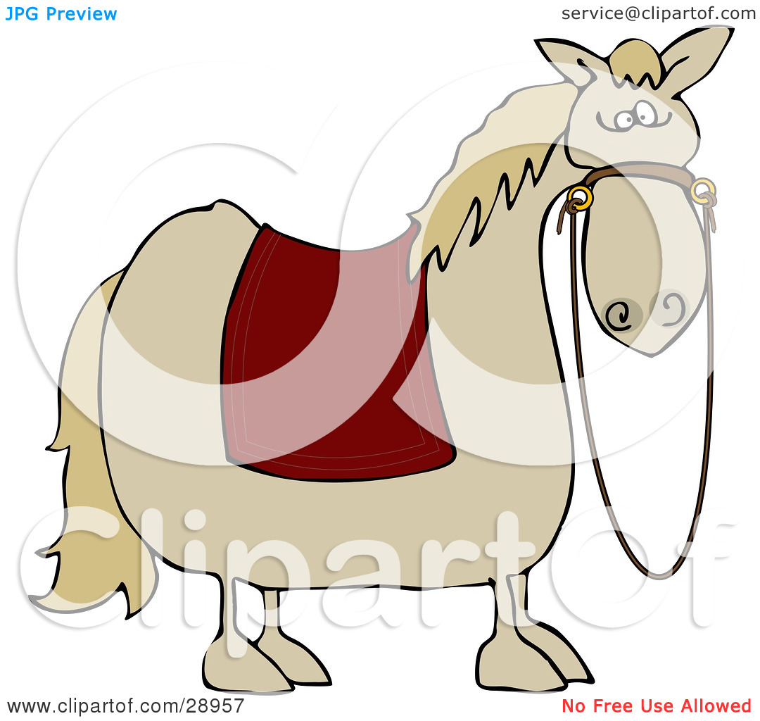 Clipart Illustration Of A Spooked Horse With A Red Blanket Over Its