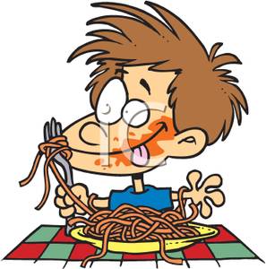 Clipart Image  A Messy Kid Eating Spaghetti