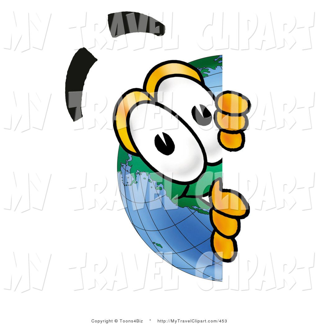 Clipart Of A Curious World Earth Globe Mascot Cartoon Character