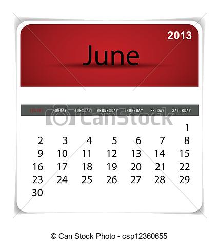 Clipart Vector Of Simple 2013 Calendar June All Elements Are Layered    
