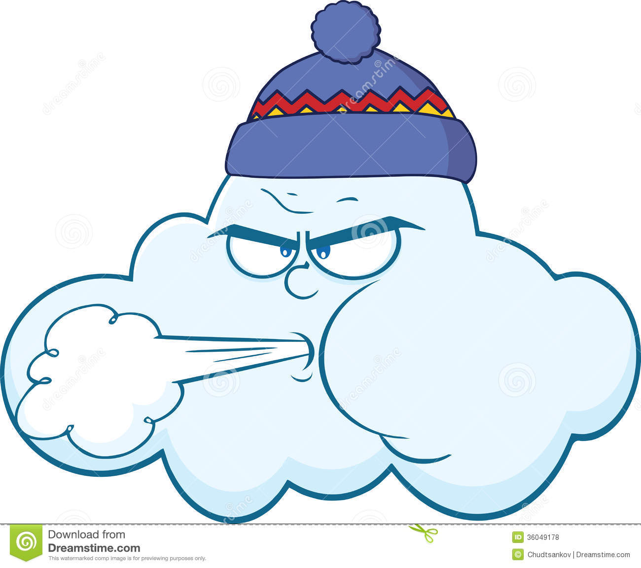 Cloud With Face Blowing Wind Character Royalty Free Stock Photos