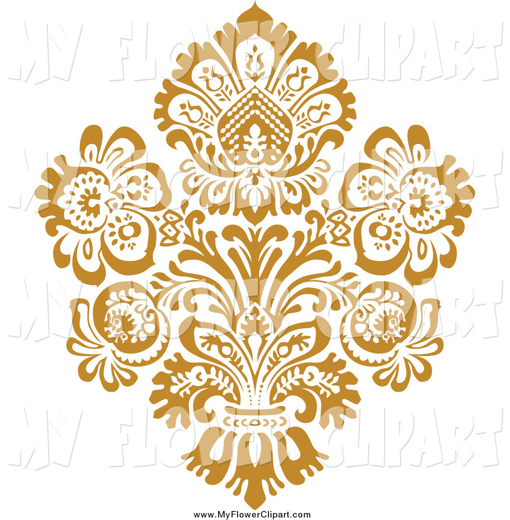 Gold Damask Flower Design Gold Damask Floral Design Three Purple