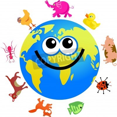 Happy Cartoon World Globe Surrounded By Stock Photo   Stockpodium    
