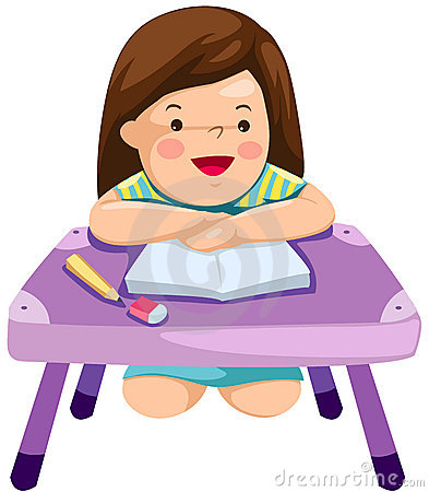 Illustration Of Isolated Cute Girl Study On White Background